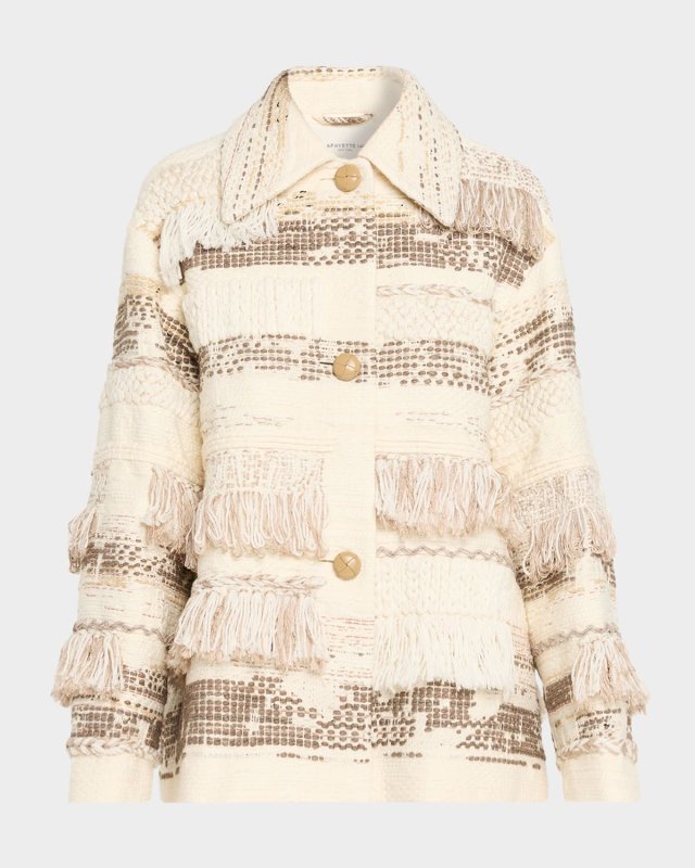 Interlace Jacquard & Handwoven Fringe Coat